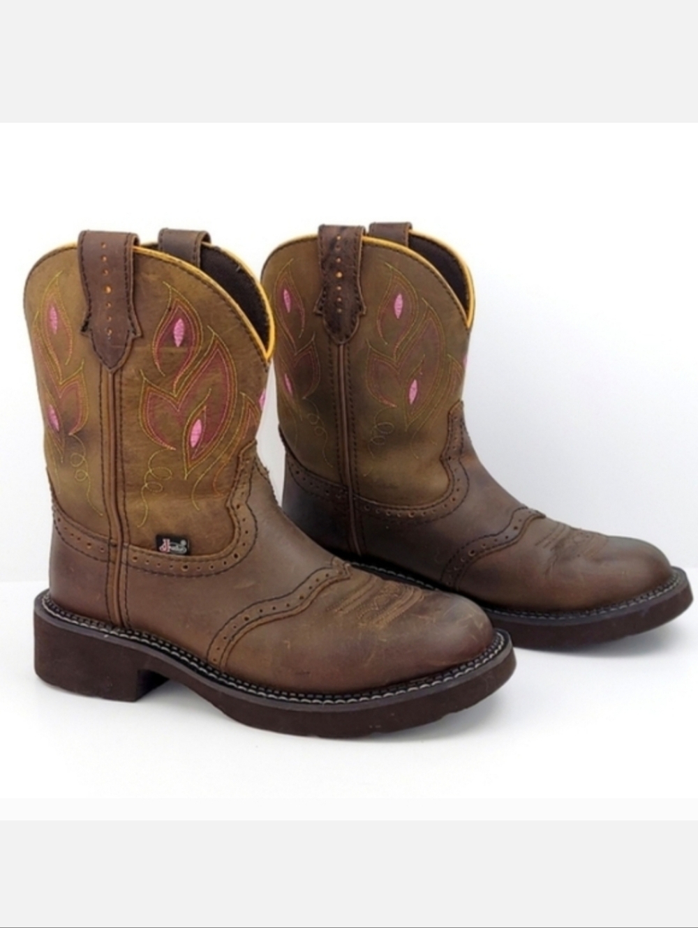 Justin Gypsy Gemma Brown Pink Western Boot 7